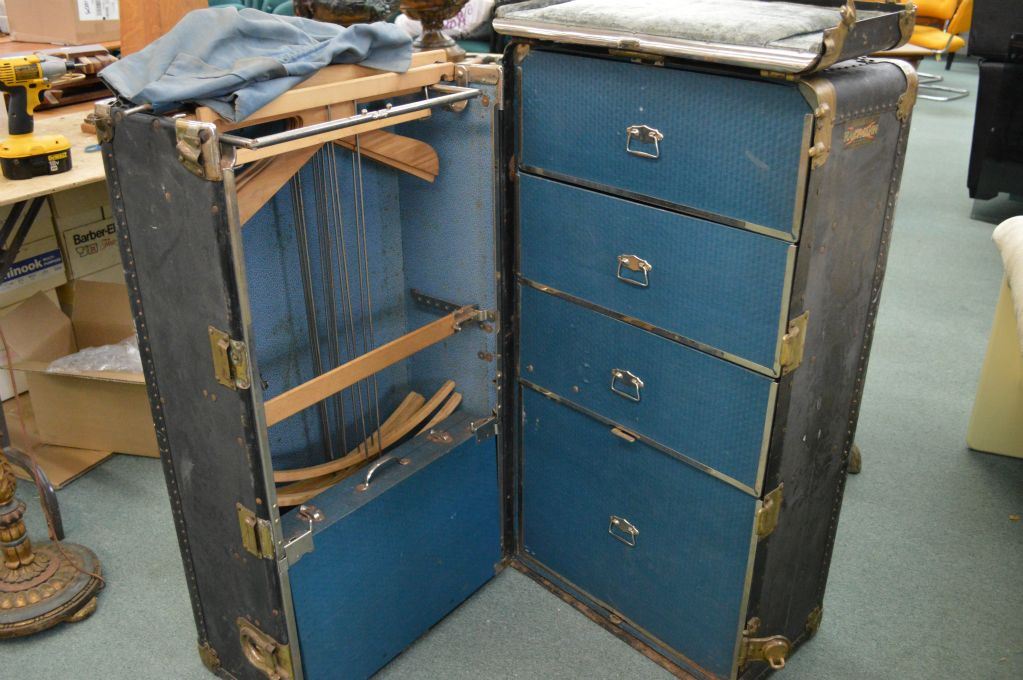 Vintage Hartmann Cushion Top Wardrobe Trunk