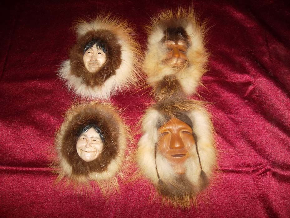 4 Inuit Head Carvings (made in Alsaska)