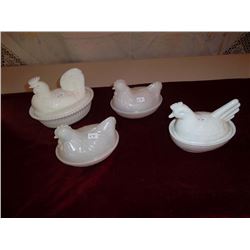 Milk Glass Hens on a Nest 4