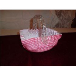 Art Glass Basket Pink