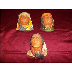 Indian Chief Heads 3 pcs (chalkware)