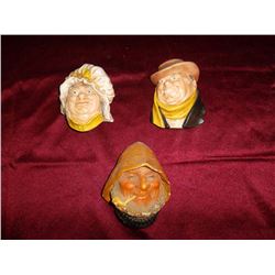 Chalkware Heads 3 pcs assorted