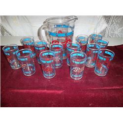 Pepsi Pitcher & 13 Pepsi Glasses