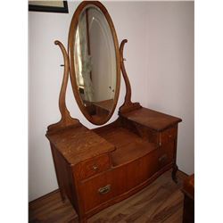 Oak Drop Dresser Oval Bevelled Mirror