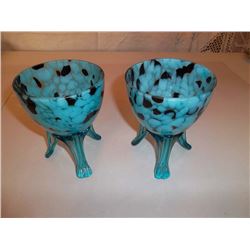 Footed Art Glass 2 pcs