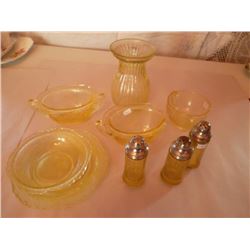 Yellow Depression Glass 11 pcs