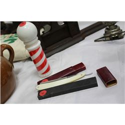 2 Straight Razors w/cases and a Barber Pole