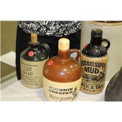 3 Crockery Whiskey Jugs - Labelled (choice)