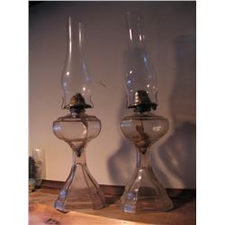 Coal Oil Lamps with Square Bases (Turning Purple) x 2