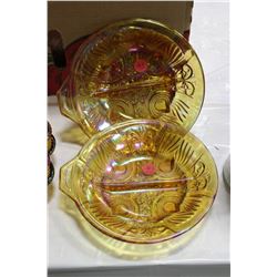 2 Carnival Glass Serving Dishes