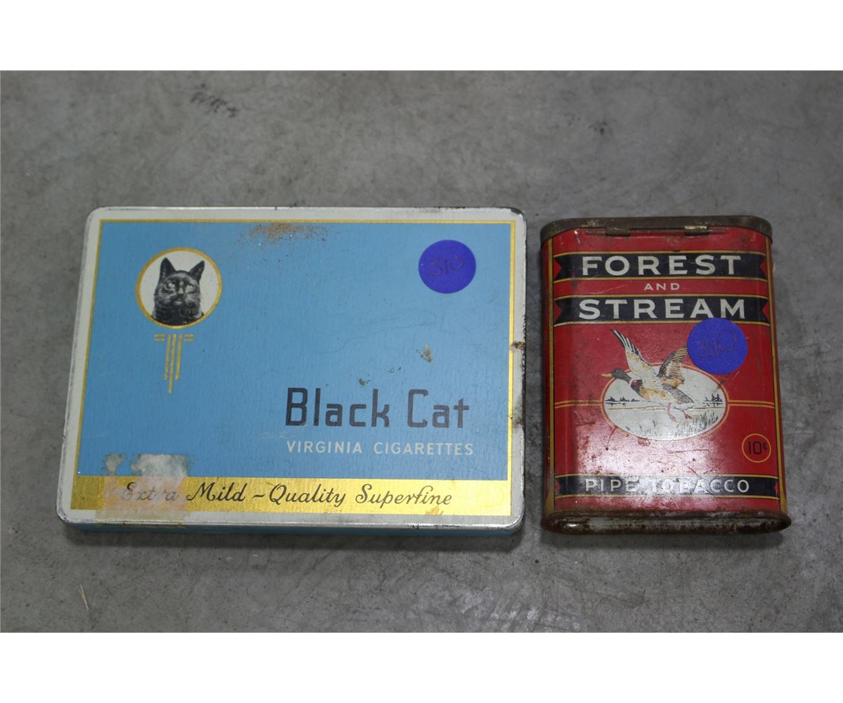 black cat cigarette tin Black Cat (50 Flat Pack) Cigarette Tin & Forest and Stream Pipe Tobacco Tin  (2 x the money)