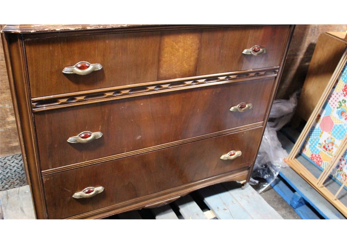 1940's 3 Drawer Dresser with Mirror Bakelite Drawer Pulls