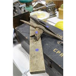 Old Wooden Level & Miner's Pick Head