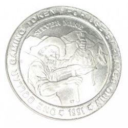 1991 SILVER MINE CASINO COIN FROM CRIPPLE CREEK,CO *RARE MINT STATE HIGH GRADE*!! COIN CAME OUT OF E