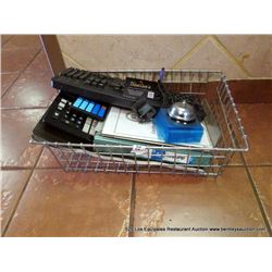 WIRE BASKET W/ OFFICE SUPPLIES