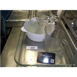 LOT: CASSEROLE PAN, CUPS