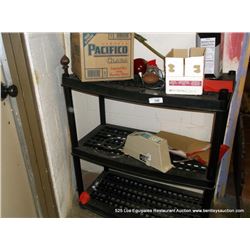 PLASTIC SHELVING UNIT W/ CONTENTS