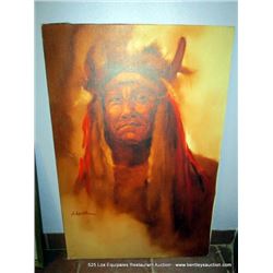 D-JOHNSON "INDIAN" PAINTING 36"X24"