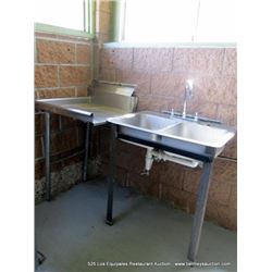 STAINLESS 2-WELL SINK W/ TABLE