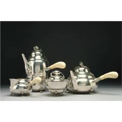 Danish-Style Silver ‘Blossom’ Tea and Coffee Service, in the manner of Georg Jensen, 1930’s...