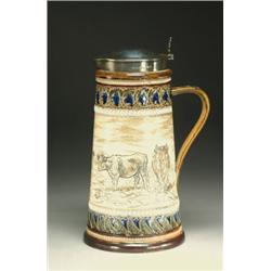 Doulton Lambeth Stoneware Jug, Hannah Barlow, dated 1880...