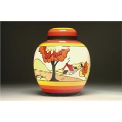 Clarice Cliff Bizarre ‘House and Bridge’ Ginger Jar and Cover, Wedgwood, 1/250, c.1992...