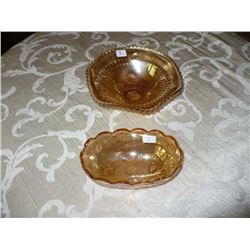 2 pc Carnival Glass