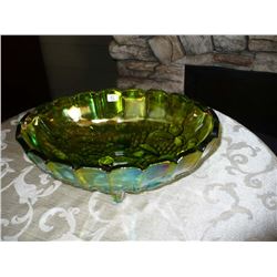 Green Carnival Glass Bowl