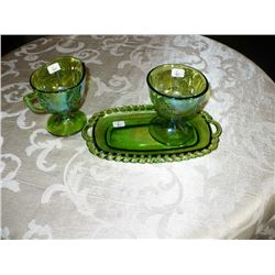 3pc Cream n Sugar Carnival Glass