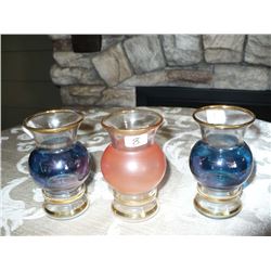 Colored Glass Gold Rim Goblets (3)