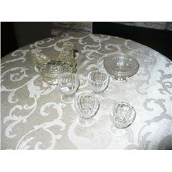 Candle Holder/ 4 Egg Cups / Hen Candy Dish