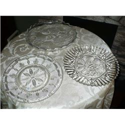 Clear Glass Platters 3 pcs