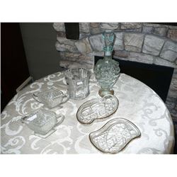 Decanter Pickle/Candy Dishes Cream n Sugars