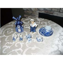 Blue Glass Holland Items 6pcs