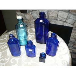 Collection of Blue Glass Bottles (6)