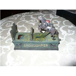 Show Jumper Cast Iron Coin Bank