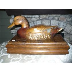 Wooden Box and Duck Hand Carved