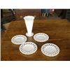 Image 1 : Milk Glass Vase & 4 Saucers