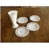Image 2 : Milk Glass Vase & 4 Saucers