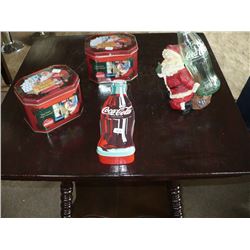 Coca-Cola Tins / Santa w/ Bottle