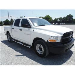 2012 DODGE R1500 PICKUP, S/N 1C6RD7KP9CS231560, 4X4, Crew Cab, V8 gas, A/T, AC, Odometer Reading 73,