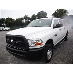 2012 DODGE R2500 PICKUP, S/N 3C6TD5CT0CG193956 , 4x4, Crew Cab, V8 Gas, A/T, AC, Camper Shell, Bed S