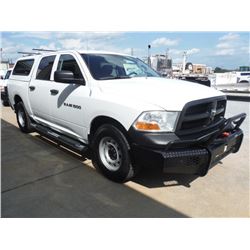 2012 DODGE R1500 PICKUP, S/N 1C6RD7KPXCS231552, 4X4, Crew Cab, V8 Gas, A/T, AC, Brush Guard, Camper 