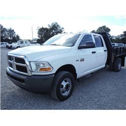 2011 DODGE R3500 Flatbed Truck, S/N 3D6WF4CT5BG595197, Crew Cab, V8 Gas, A/T, AC, Odometer Reading 8