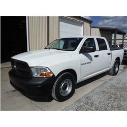 2012 DODGE R1500 PICKUP, S/N 1C6RD6KP4CS200212, Crew Cab, V8 Gas, A/T, AC, Bed Cover, Odometer Readi