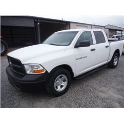 2012 DODGE R1500 PICKUP, S/N 1C6RD6KP3CS279100, Crew Cab, V8 Gas, A/T, AC, Odometer Reading 60,143 m