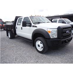 2011 FORD F450 XL Flatbed Truck, S/N 1FD0W4GY2BEA02335, Crew Cab, V10 Gas, A/T, AC, Flatbed w/ Sides