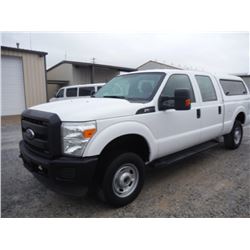 2012 FORD F250 PICKUP, S/N 1FT7W2B63CEC13204, 4x4, Crew Cab, V8 Gas, A/T, AC, Camper Shell, Bed Slid