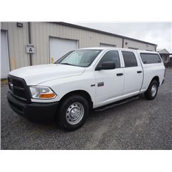 2012 DODGE R2500 PICKUP, S/N 3C6TD4CT7CG232259, Crew Cab, V8 Gas, A/T, AC, Camper Shell, Odometer Re