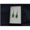 Image 1 : GREEN JADE AND WHITE CRYSTAL DANGLE EARRINGS (L139-5)